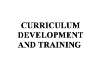 Curriculum development and training